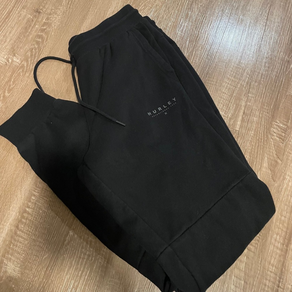 Hurley Mens Joggers Size Large Black Cotton Blend Fleece Pants Fall Activewear